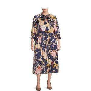 Terra and sky peasant midi dress